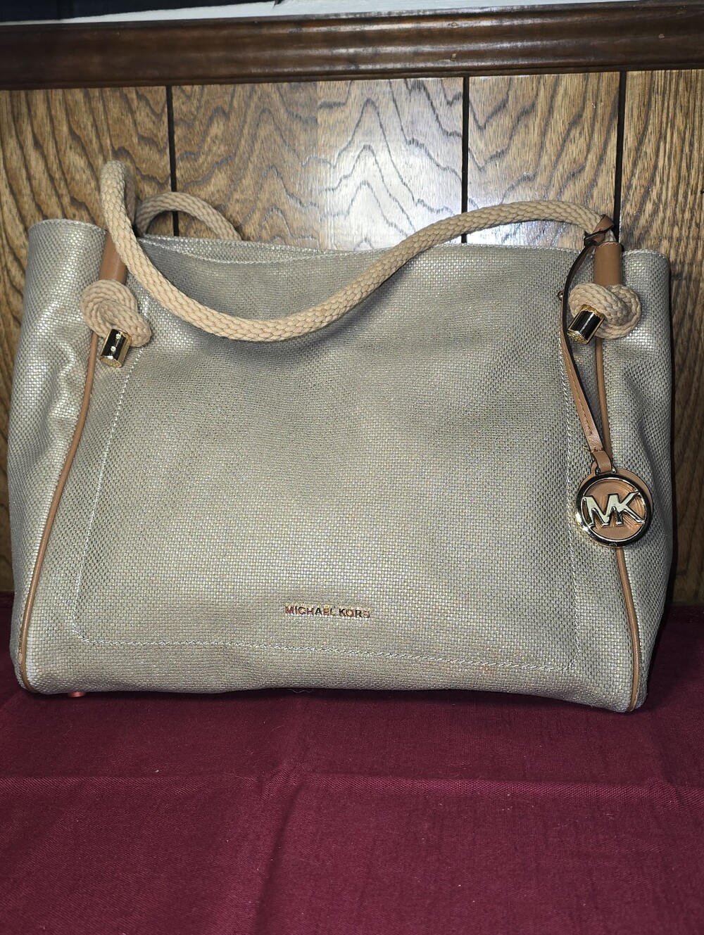 Michael Kors Women's Beige Canvas Tote with Rope Handles